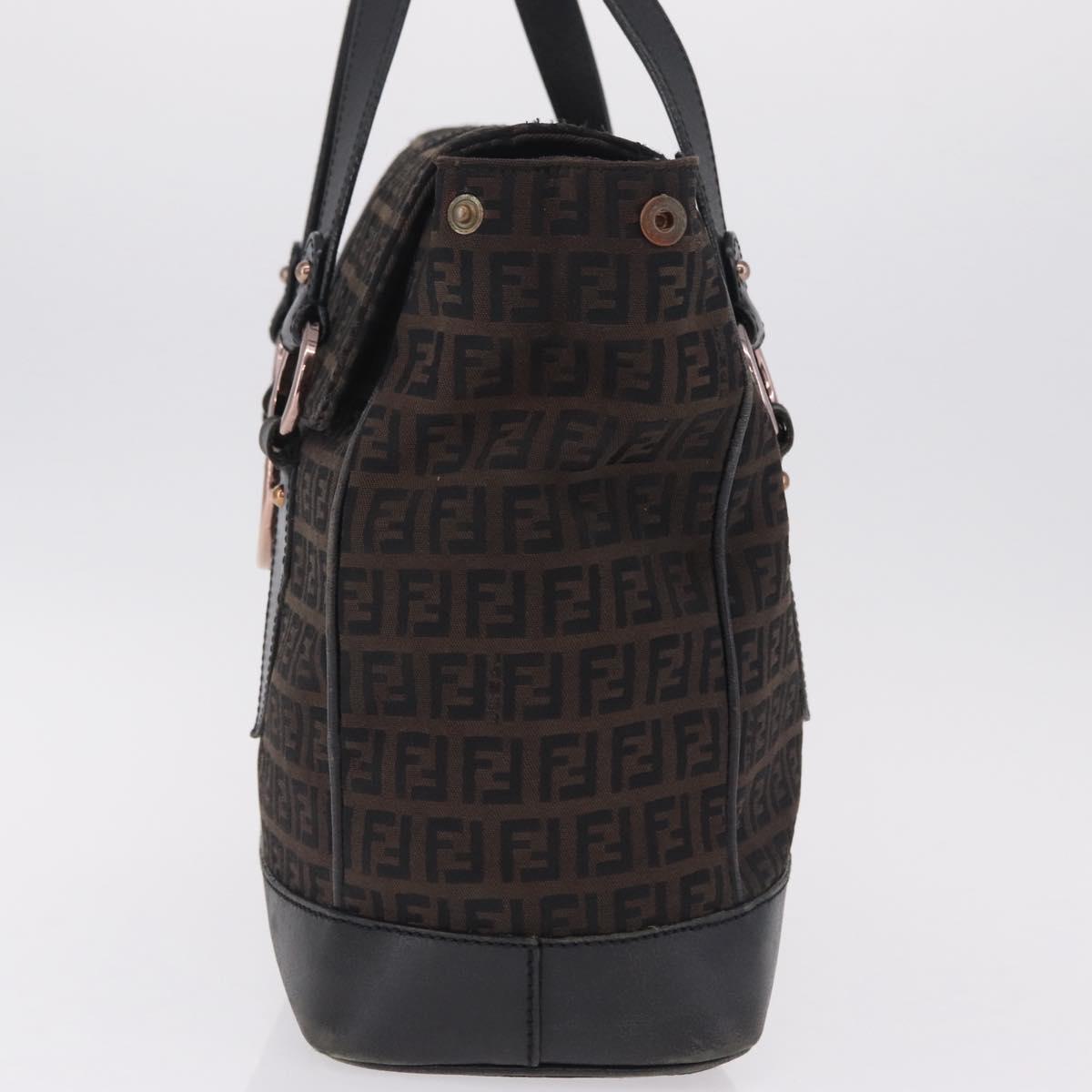 FENDI Zucchino Canvas Tote Bag Black Gold Auth ka6977