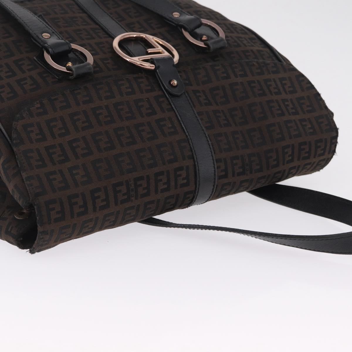FENDI Zucchino Canvas Tote Bag Black Gold Auth ka6977