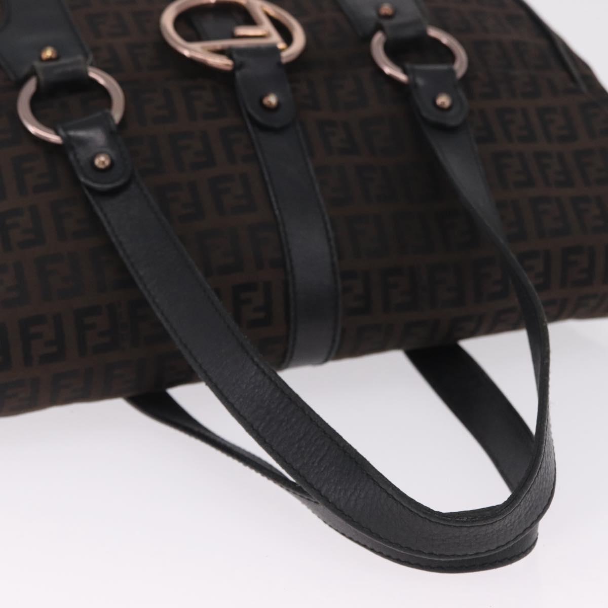 FENDI Zucchino Canvas Tote Bag Black Gold Auth ka6977