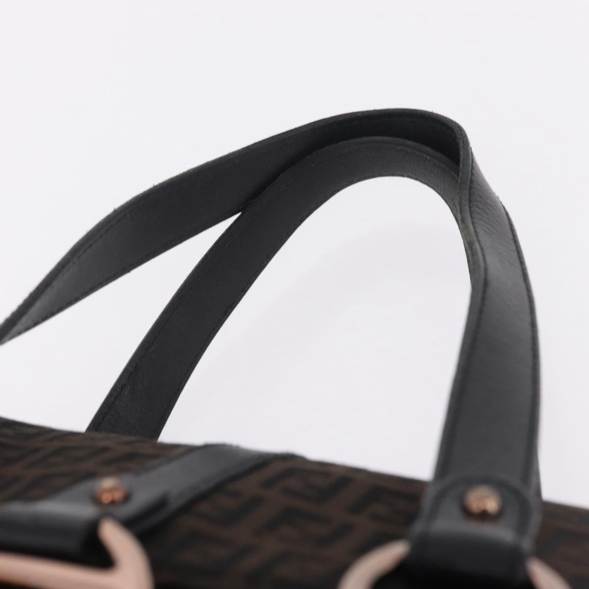 FENDI Zucchino Canvas Tote Bag Black Gold Auth ka6977