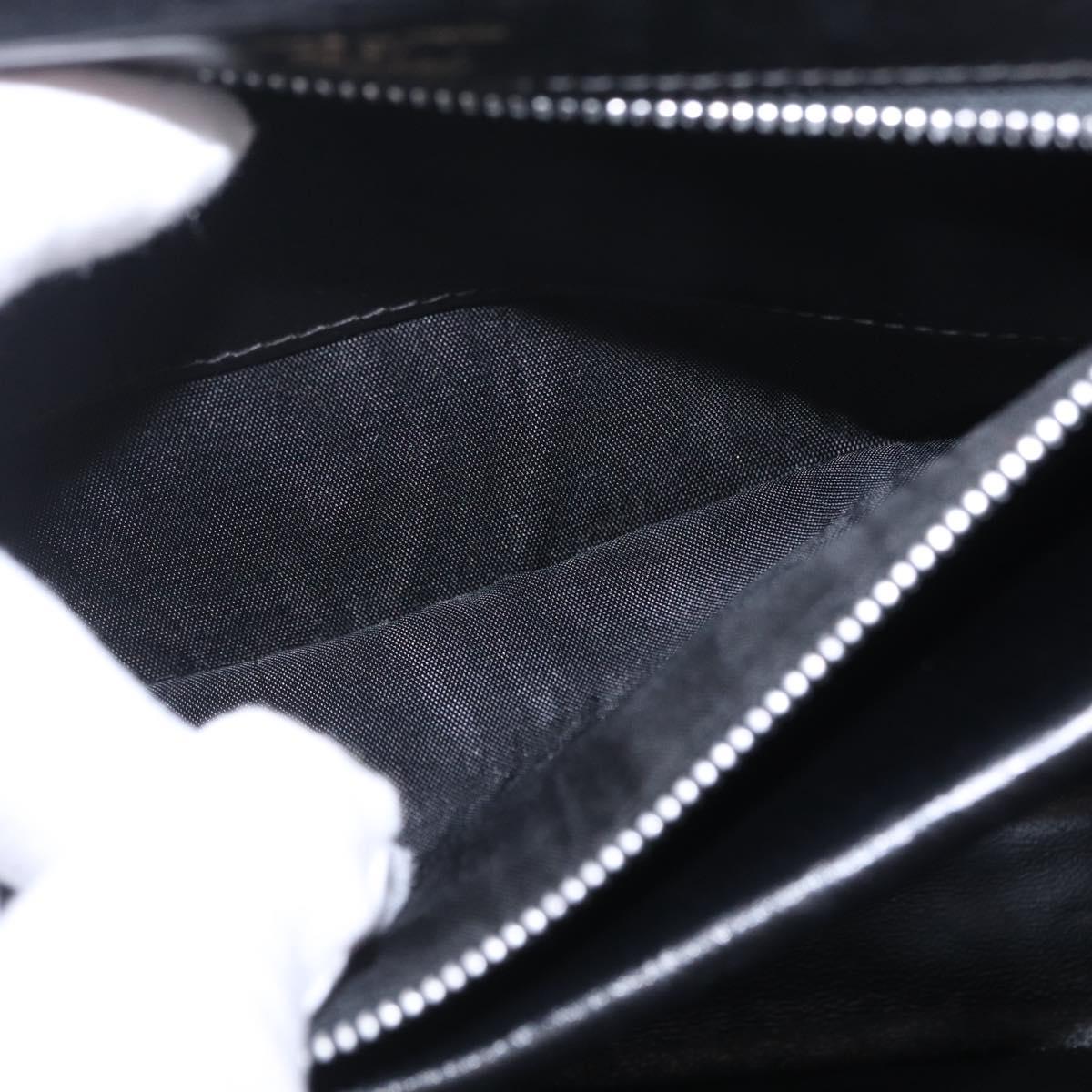 GUCCI Chain Hand Bag Leather Black Gold Auth ka6978
