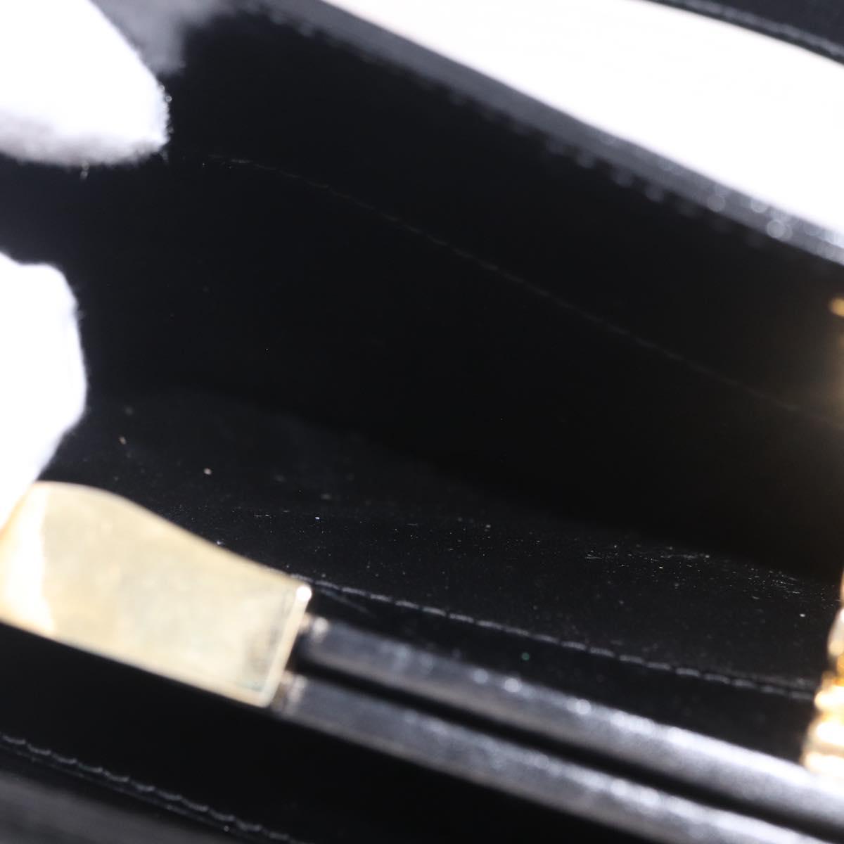GUCCI Chain Hand Bag Leather Black Gold Auth ka6978