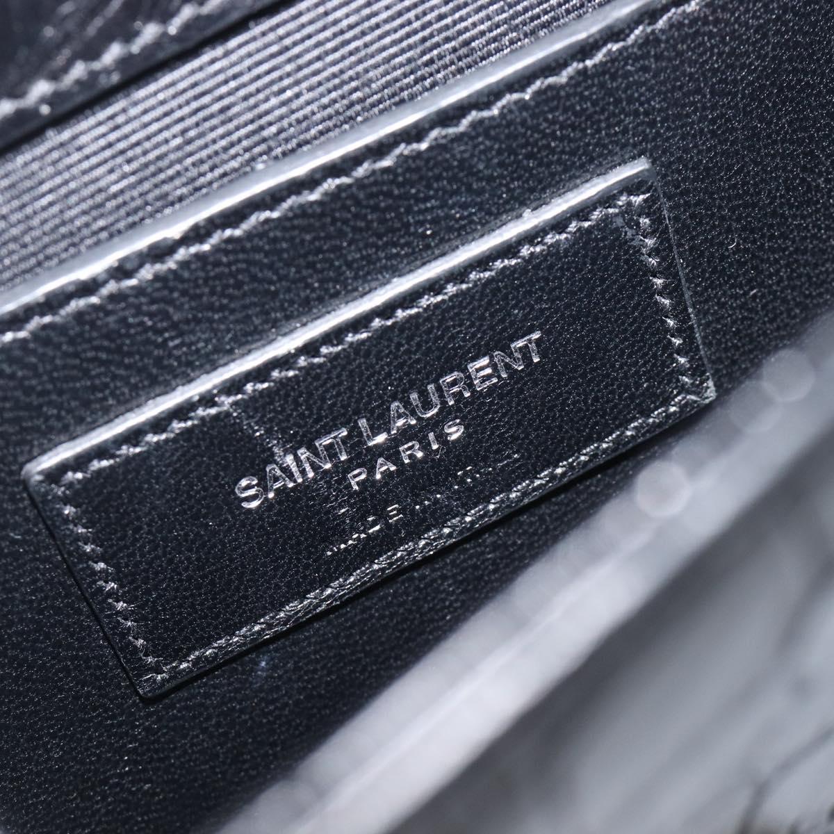 Saint Laurent Kate Chain Shoulder Bag Leather Black Silver Auth ka6981V