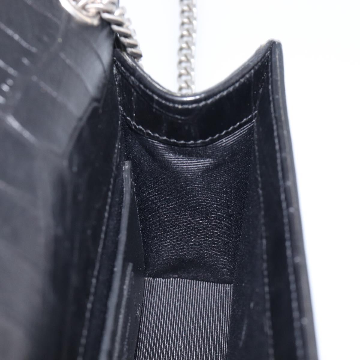 Saint Laurent Kate Chain Shoulder Bag Leather Black Silver Auth ka6981V