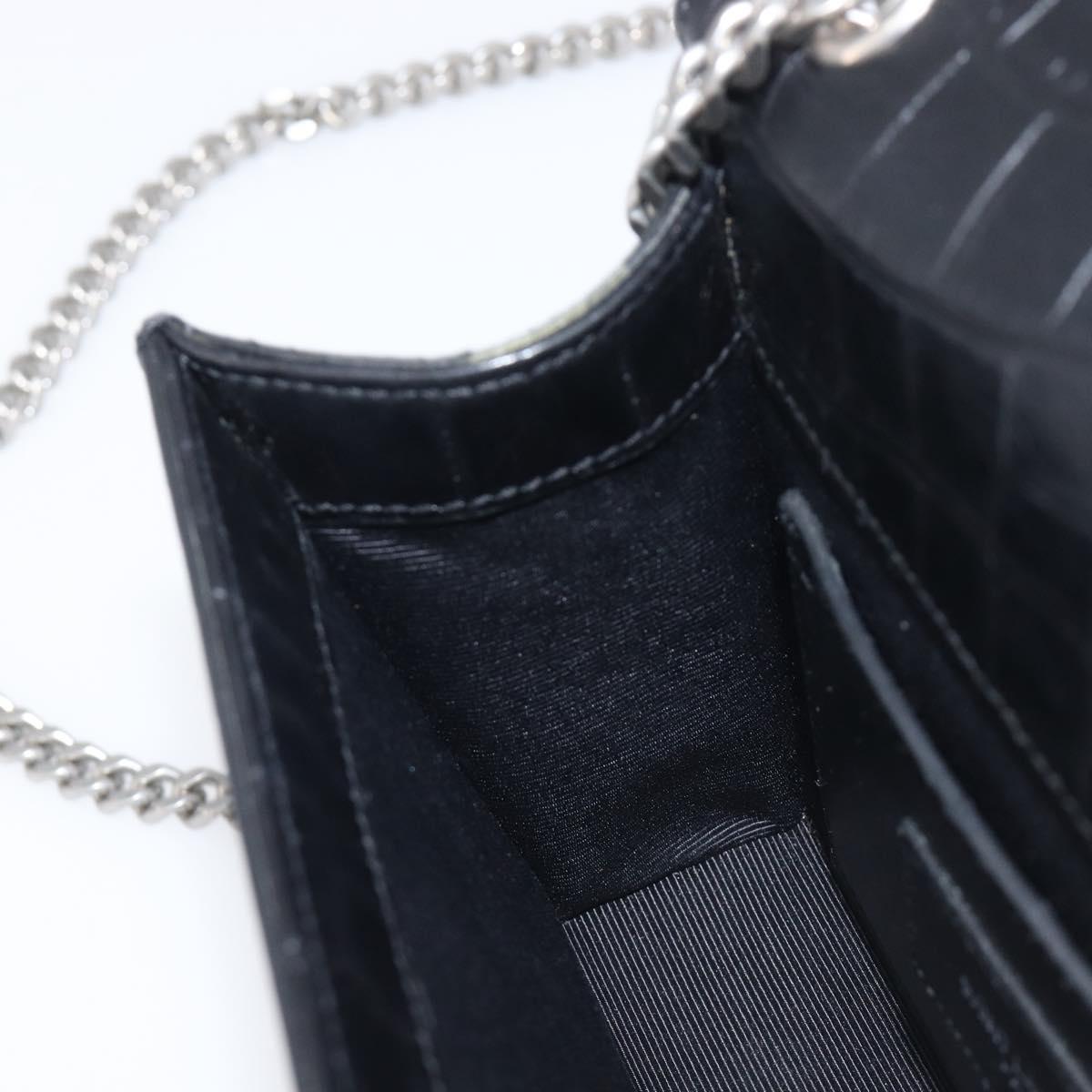Saint Laurent Kate Chain Shoulder Bag Leather Black Silver Auth ka6981V