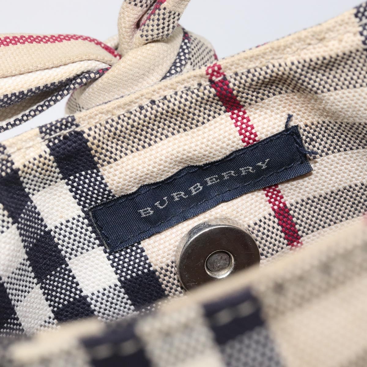BURBERRY Nova Check Hand Bag Canvas Beige Silver Auth ka6982A