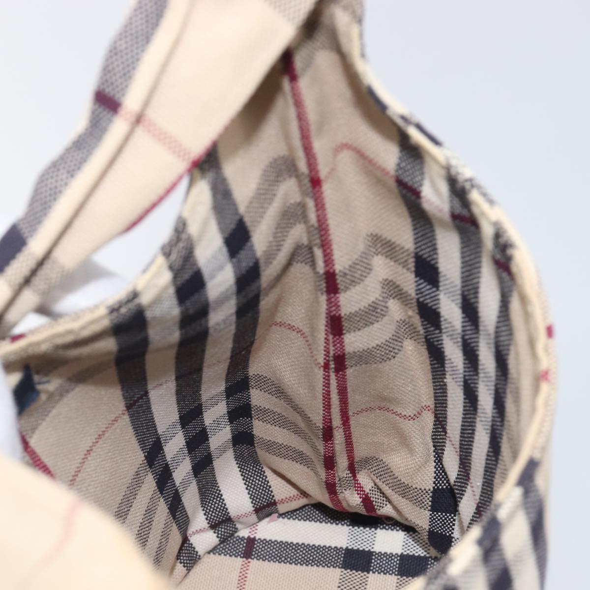 BURBERRY Nova Check Hand Bag Canvas Beige Silver Auth ka6982A