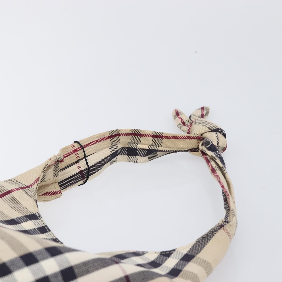 BURBERRY Nova Check Hand Bag Canvas Beige Silver Auth ka6982A
