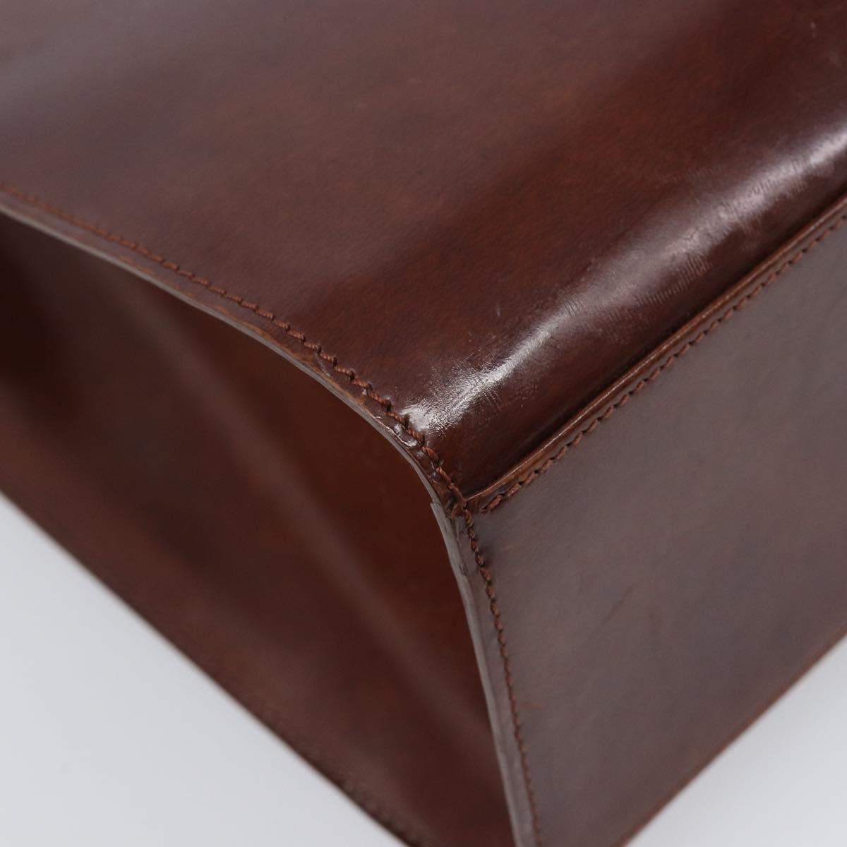 Cartier PANTHERE Tote Bag Patent Leather Brown Silver Auth ka6984A