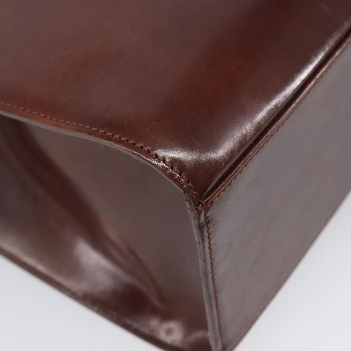Cartier PANTHERE Tote Bag Patent Leather Brown Silver Auth ka6984A