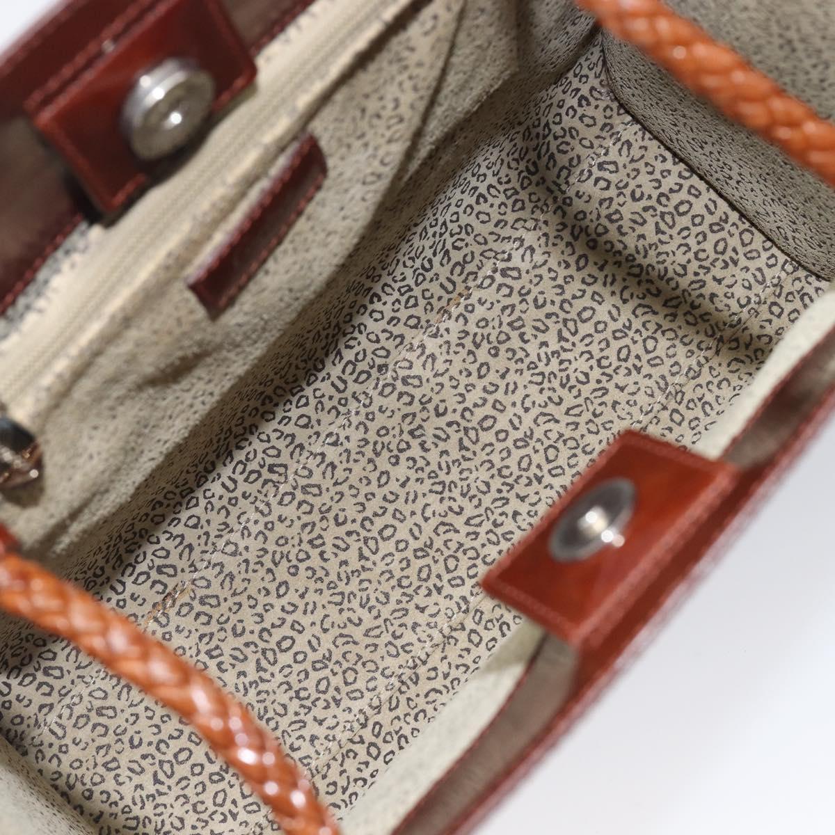 Cartier PANTHERE Tote Bag Patent Leather Brown Silver Auth ka6984A