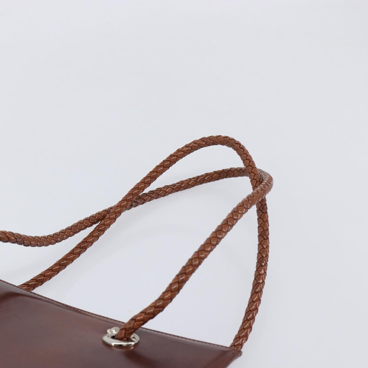 Cartier PANTHERE Tote Bag Patent Leather Brown Silver Auth ka6984A