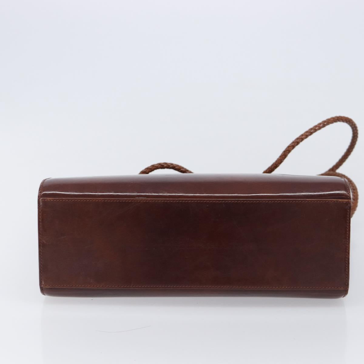 Cartier PANTHERE Tote Bag Patent Leather Brown Silver Auth ka6984A
