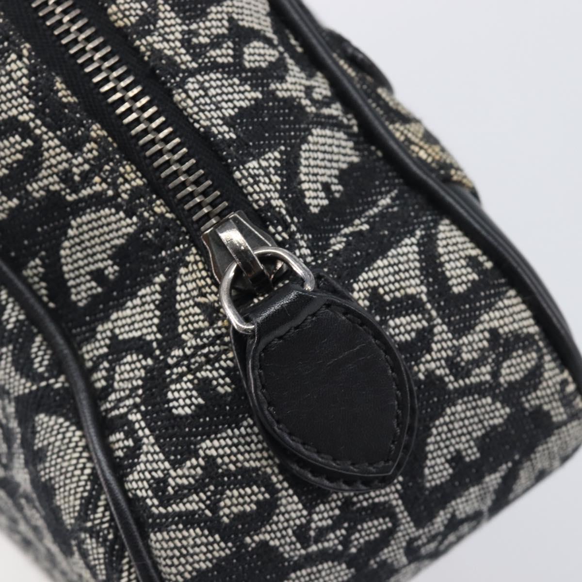 Christian Dior Trotter Canvas Double Saddle Hand Bag Black Silver Auth ka6987V