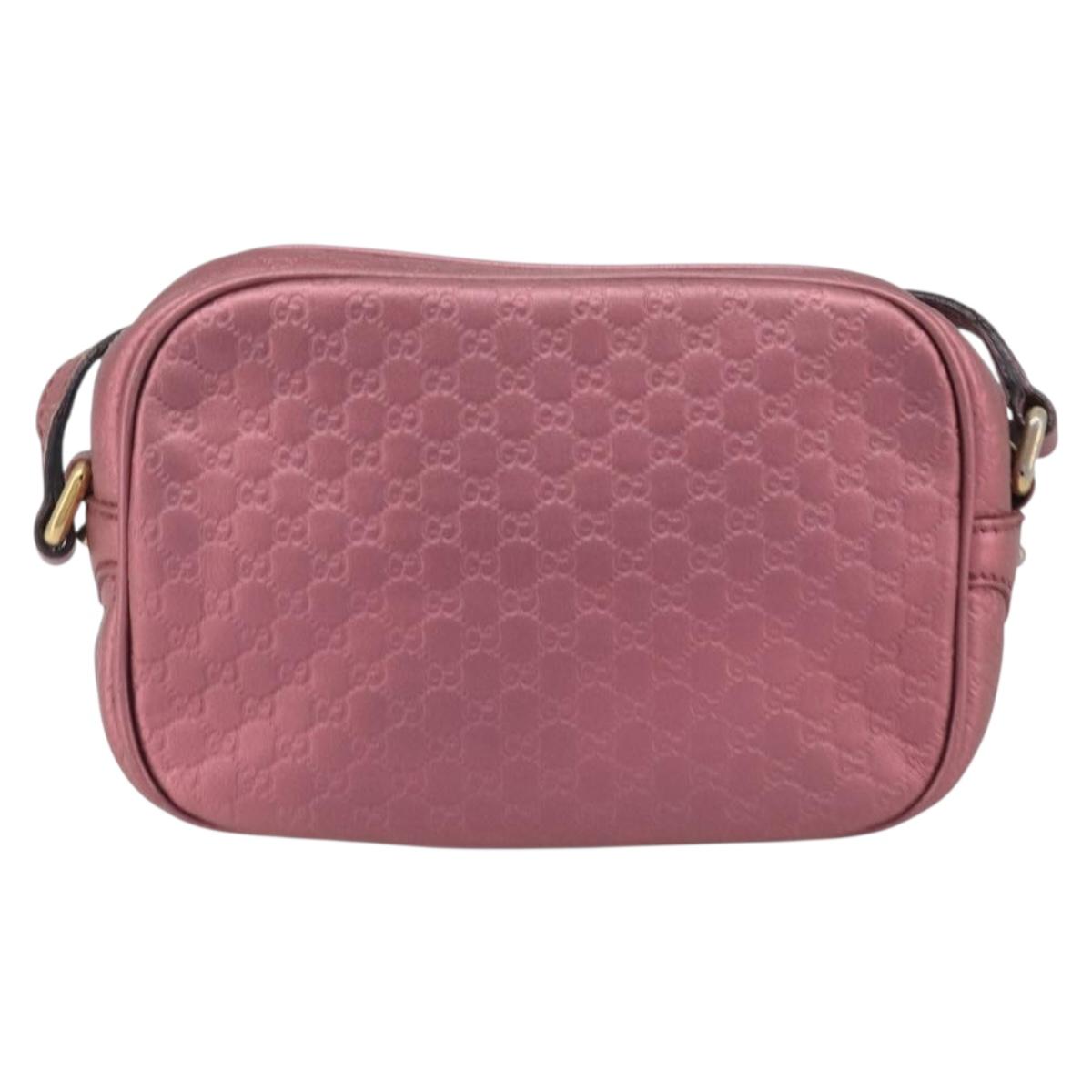 GUCCI Micro GG Canvas Guccissima Bamboo Bag Leather Pink 309538 Auth ka6989A