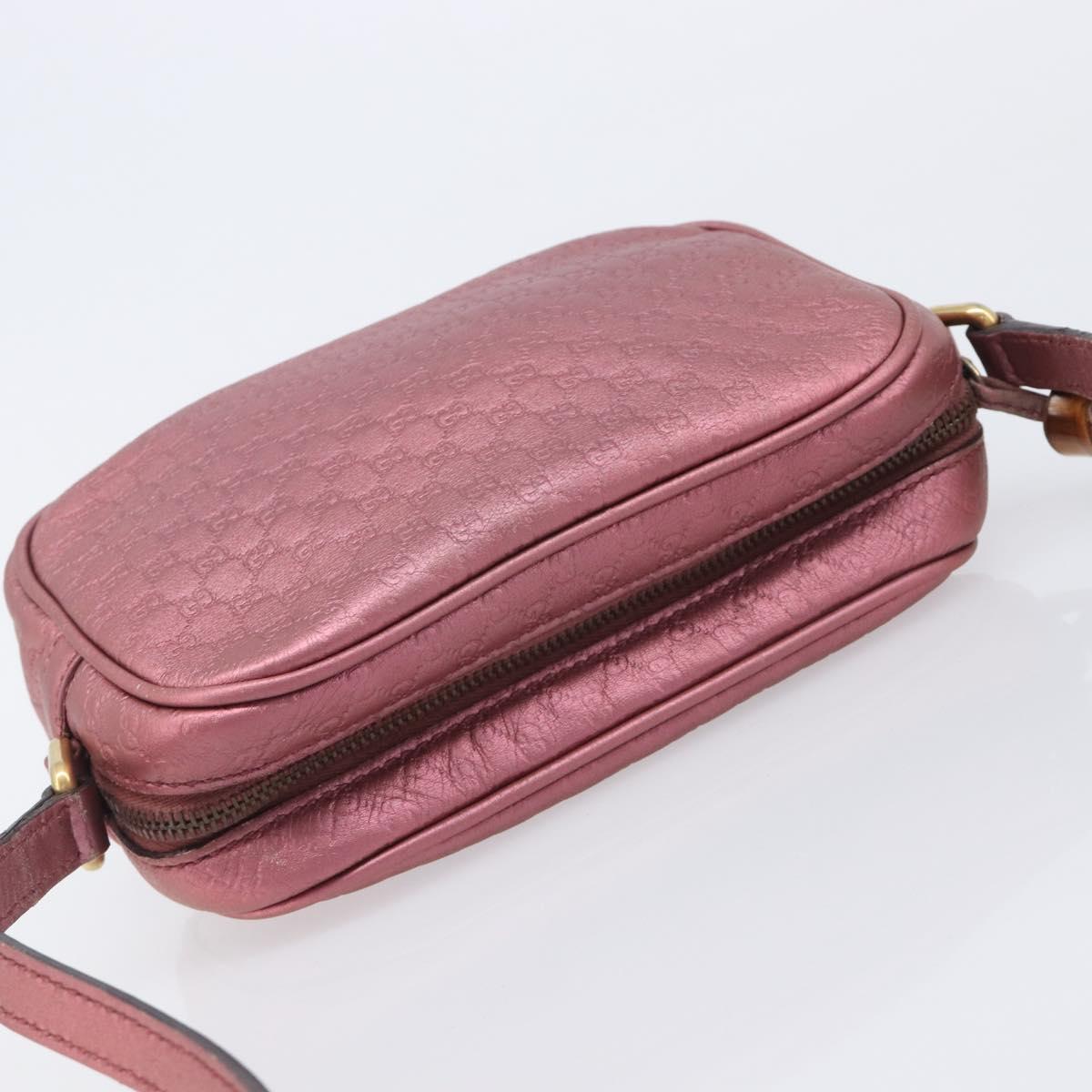 GUCCI Micro GG Canvas Guccissima Bamboo Bag Leather Pink 309538 Auth ka6989A