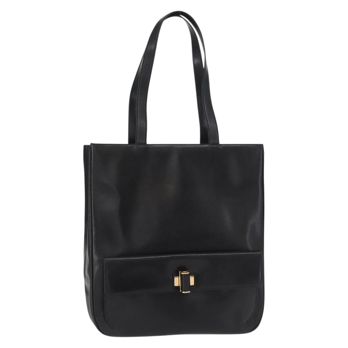 Salvatore Ferragamo Tote Bag Leather Black Gold Auth ka699