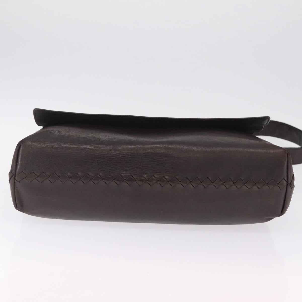 Bottega Veneta INTRECCIATO Shoulder Bag Leather Brown 221065 Auth ka6991