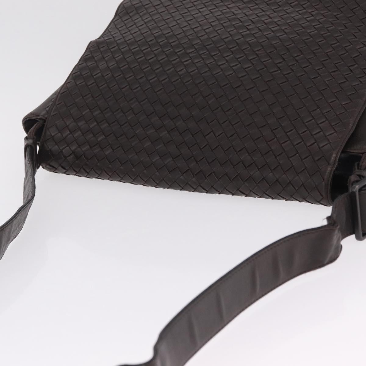 Bottega Veneta INTRECCIATO Shoulder Bag Leather Brown 221065 Auth ka6991