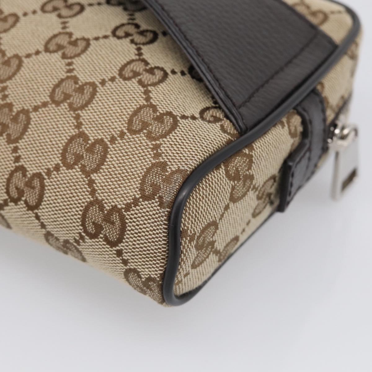 GUCCI GG Canvas Waist Bag Beige Silver 449174 Auth ka6993V