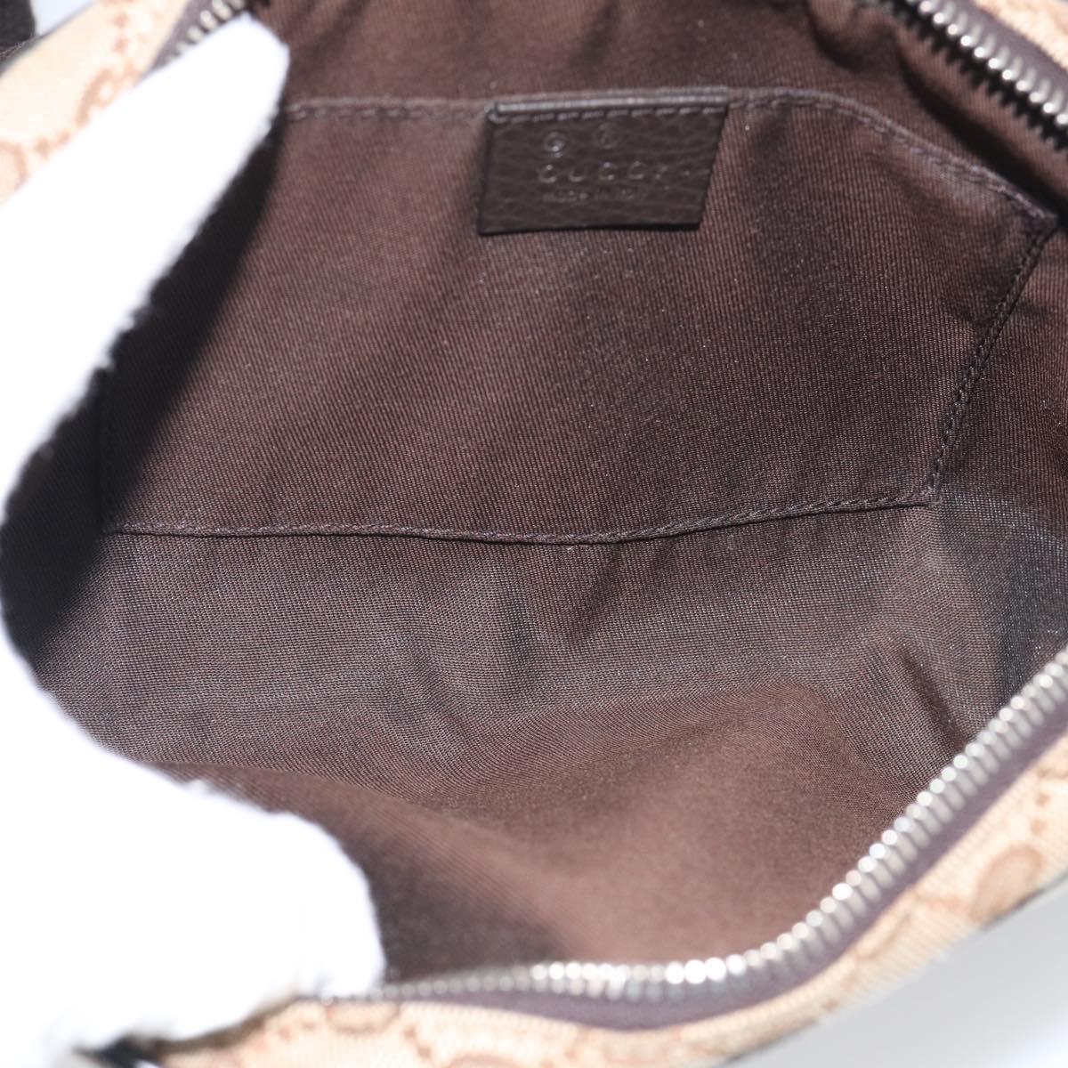 GUCCI GG Canvas Waist Bag Beige Silver 449174 Auth ka6993V