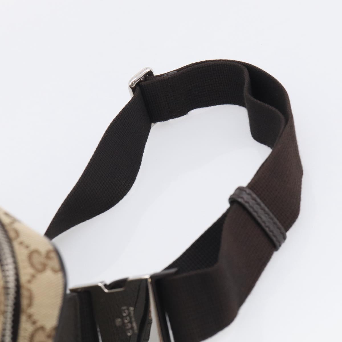 GUCCI GG Canvas Waist Bag Beige Silver 449174 Auth ka6993V
