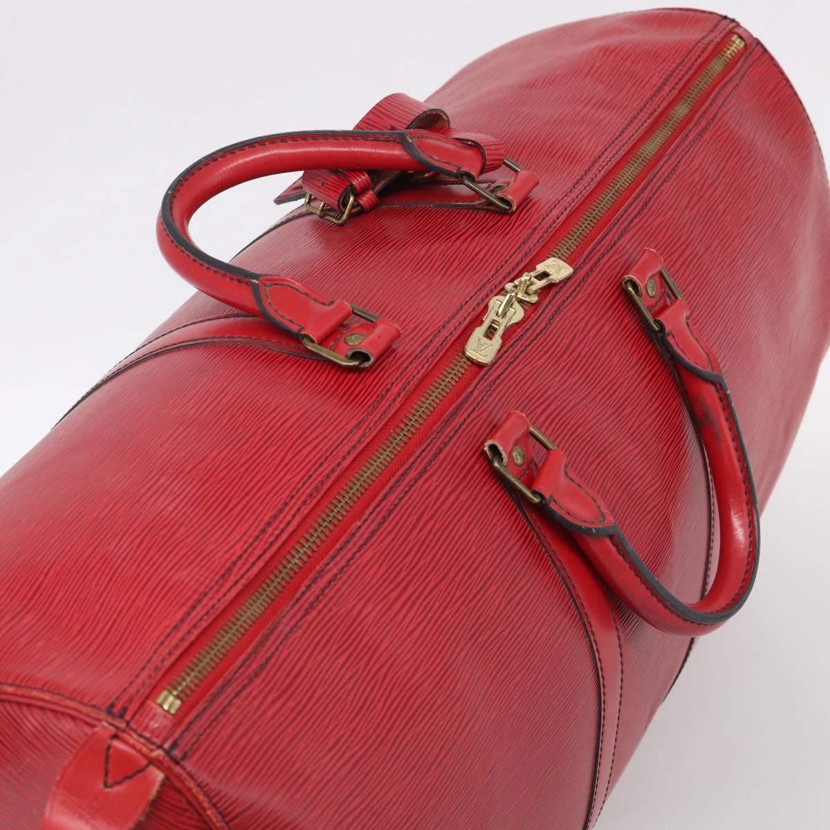 LOUIS VUITTON Epi Keepall 60 Boston Bag Red M42947 LV Auth ka6995