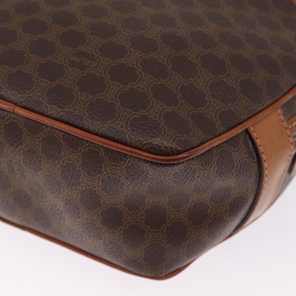 CELINE Macadam Canvas Shoulder Bag PVC Leather Brown Gold Auth ka7000