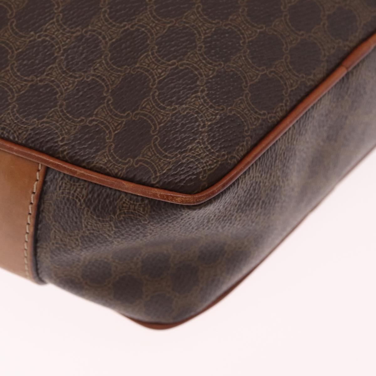 CELINE Macadam Canvas Shoulder Bag PVC Leather Brown Gold Auth ka7000