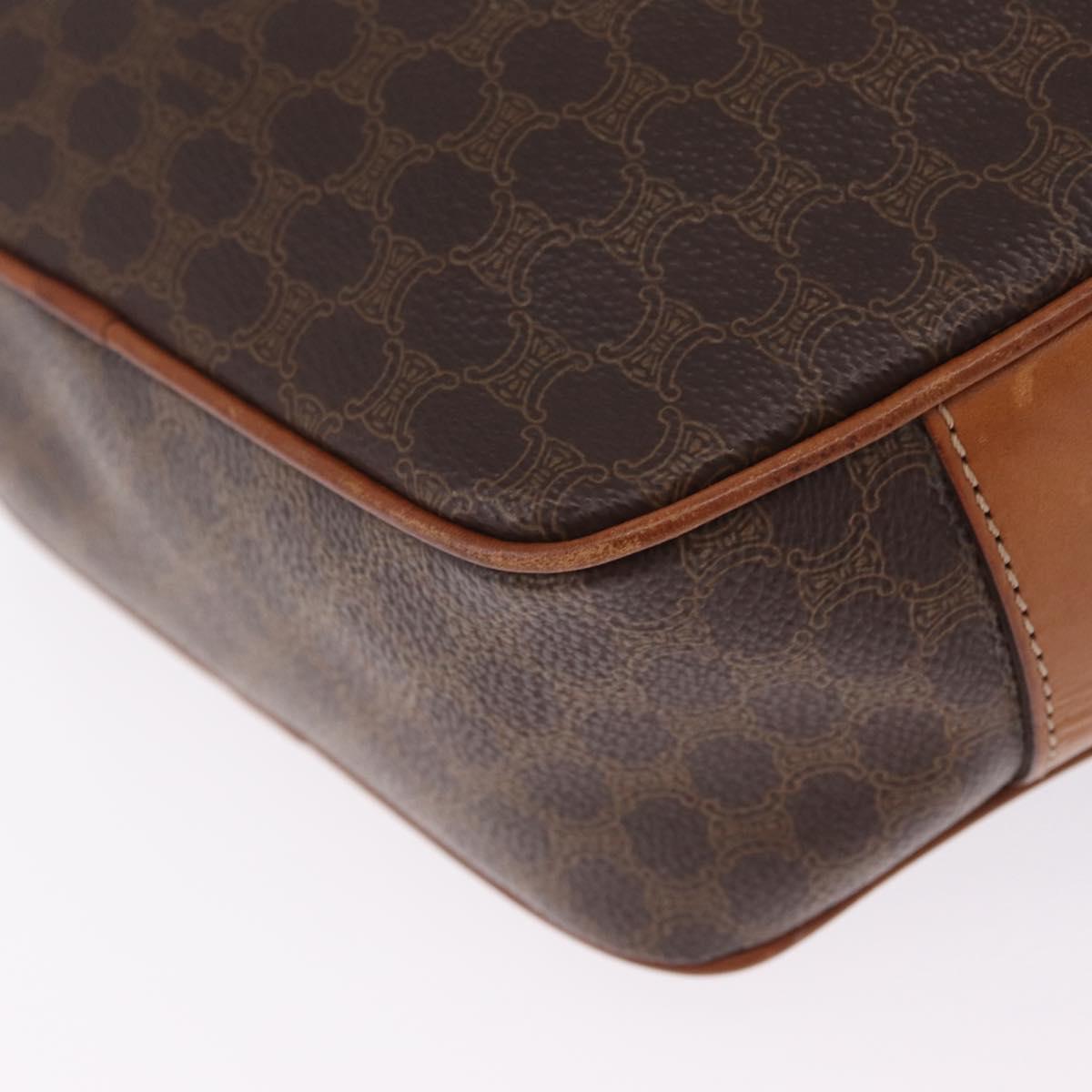 CELINE Macadam Canvas Shoulder Bag PVC Leather Brown Gold Auth ka7000