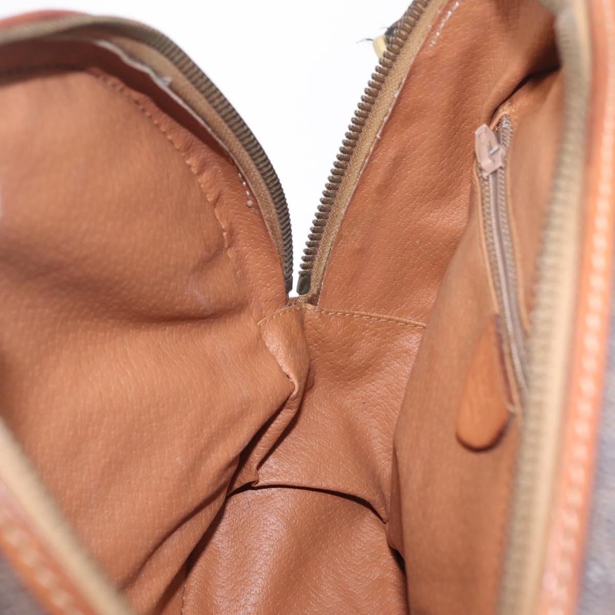 CELINE Macadam Canvas Shoulder Bag PVC Leather Brown Gold Auth ka7000