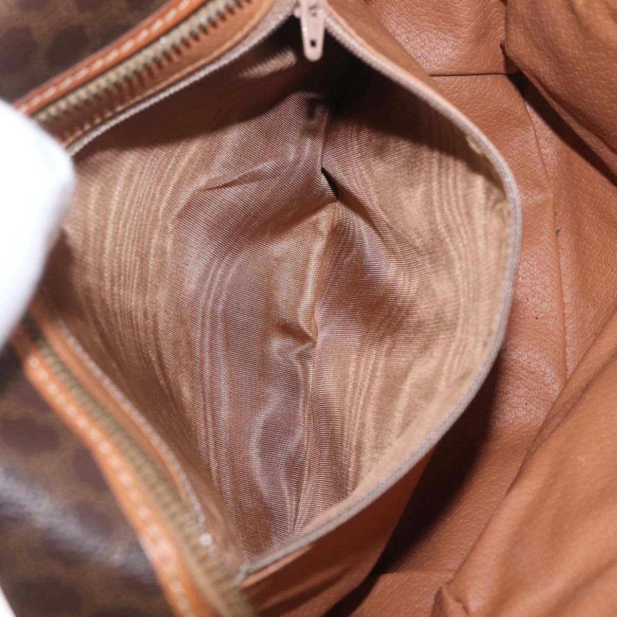CELINE Macadam Canvas Shoulder Bag PVC Leather Brown Gold Auth ka7000