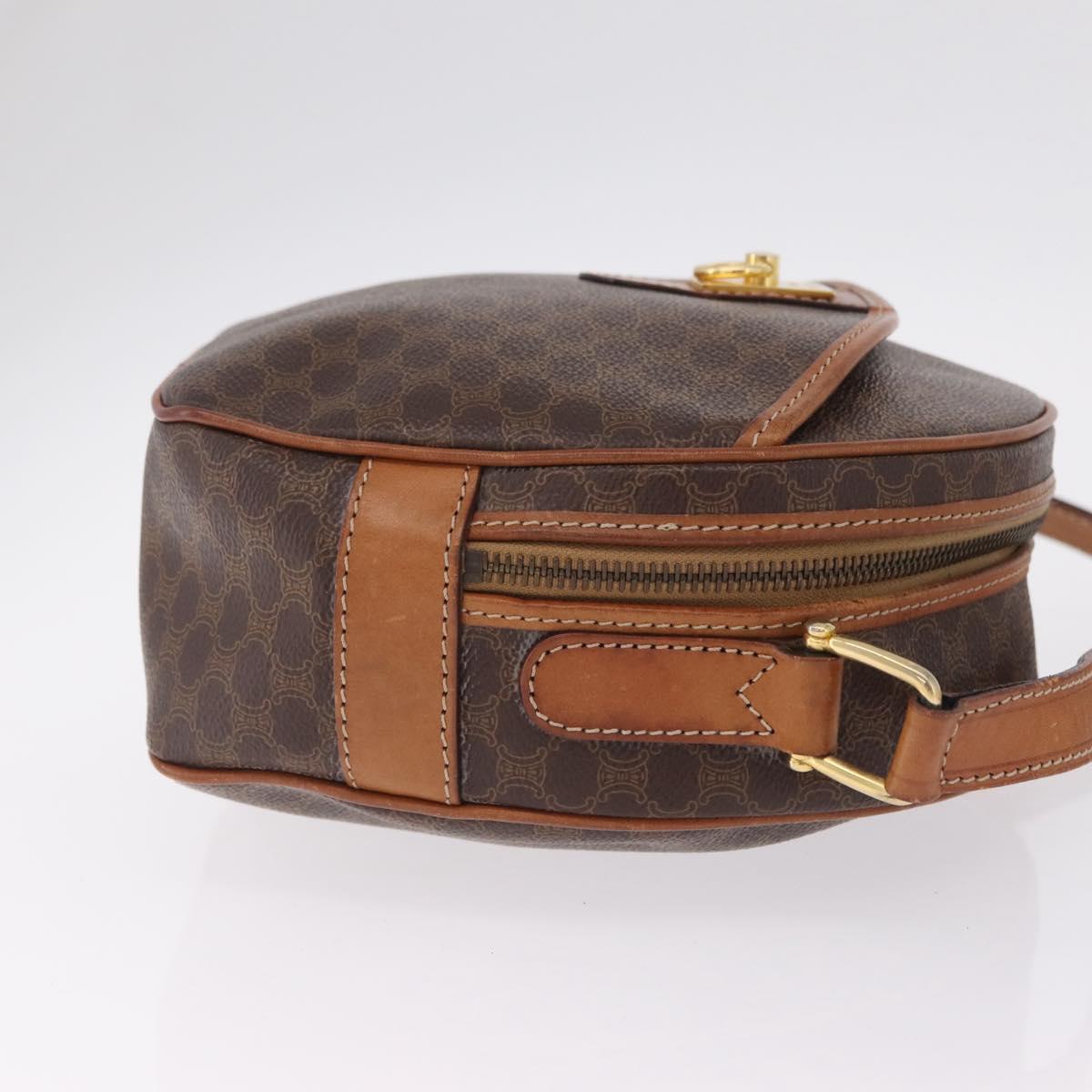 CELINE Macadam Canvas Shoulder Bag PVC Leather Brown Gold Auth ka7000