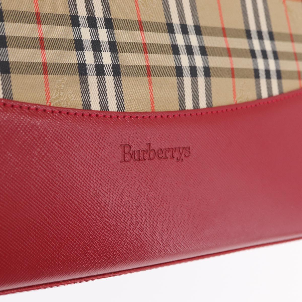 Burberrys Nova Check Tote Bag Canvas Beige Gold Auth ka7003A