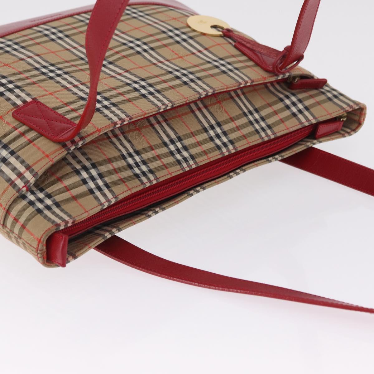 Burberrys Nova Check Tote Bag Canvas Beige Gold Auth ka7003A