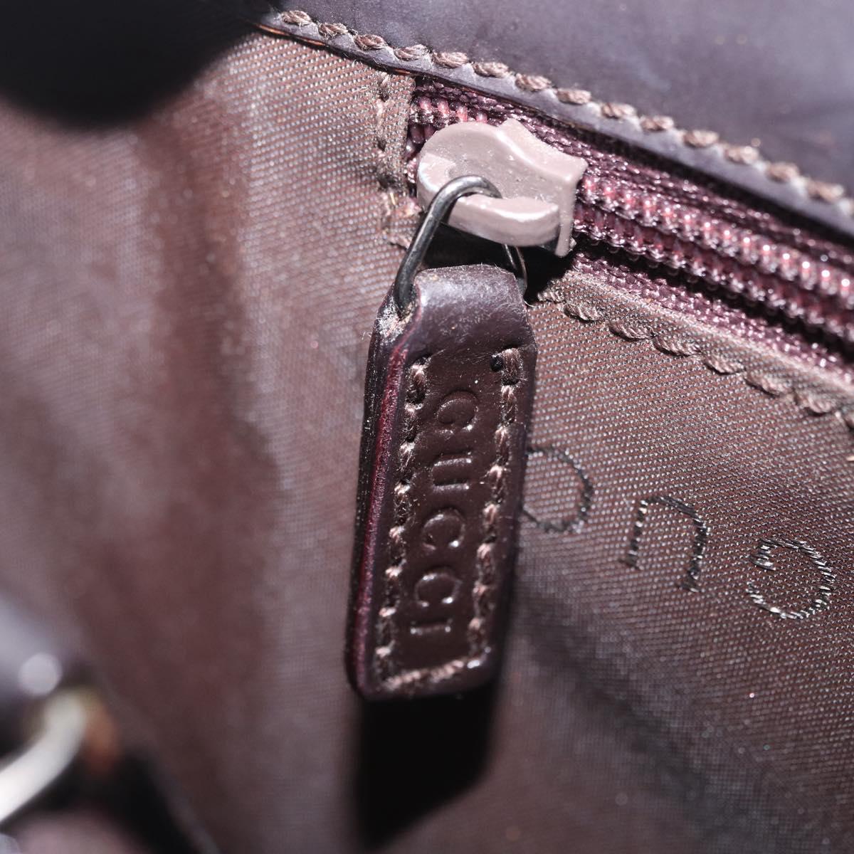 GUCCI Shoulder Bag Leather Brown Silver 001 3174 Auth ka7005