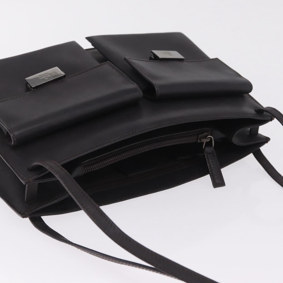 GUCCI Shoulder Bag Leather Brown Silver 001 3174 Auth ka7005