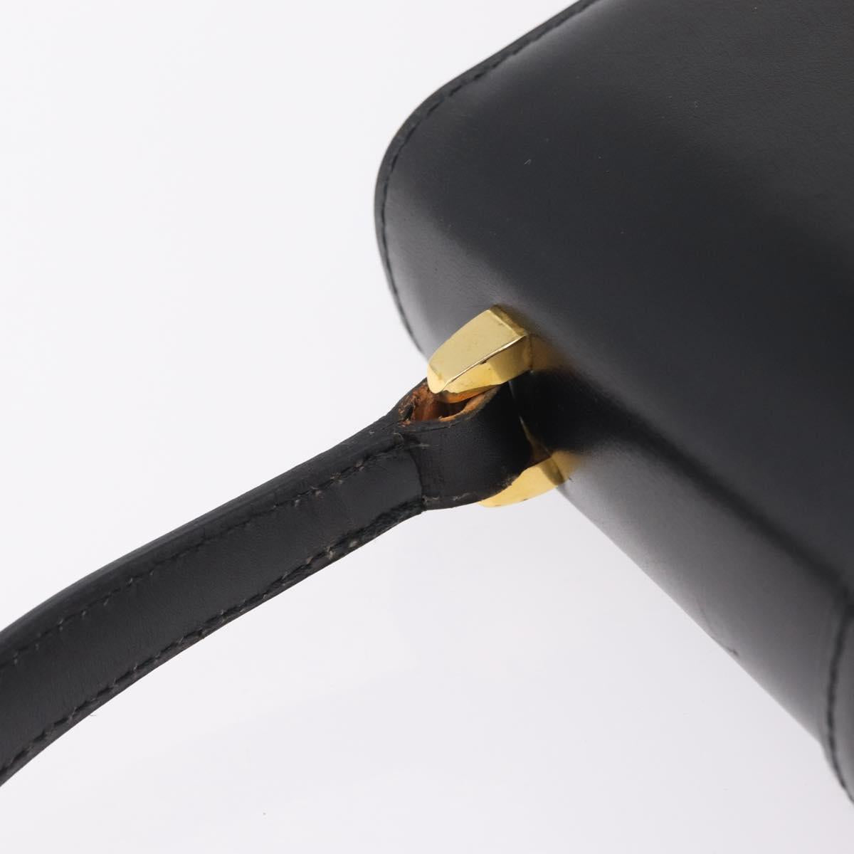 CELINE Hand Bag Leather Black Gold Auth ka7008