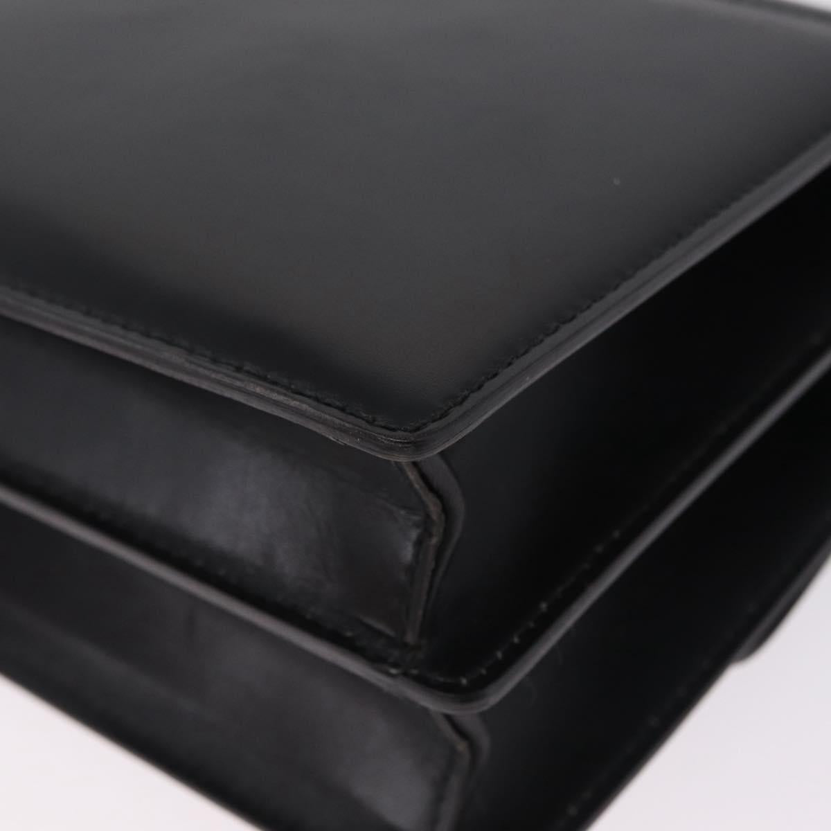 CELINE Hand Bag Leather Black Gold Auth ka7008