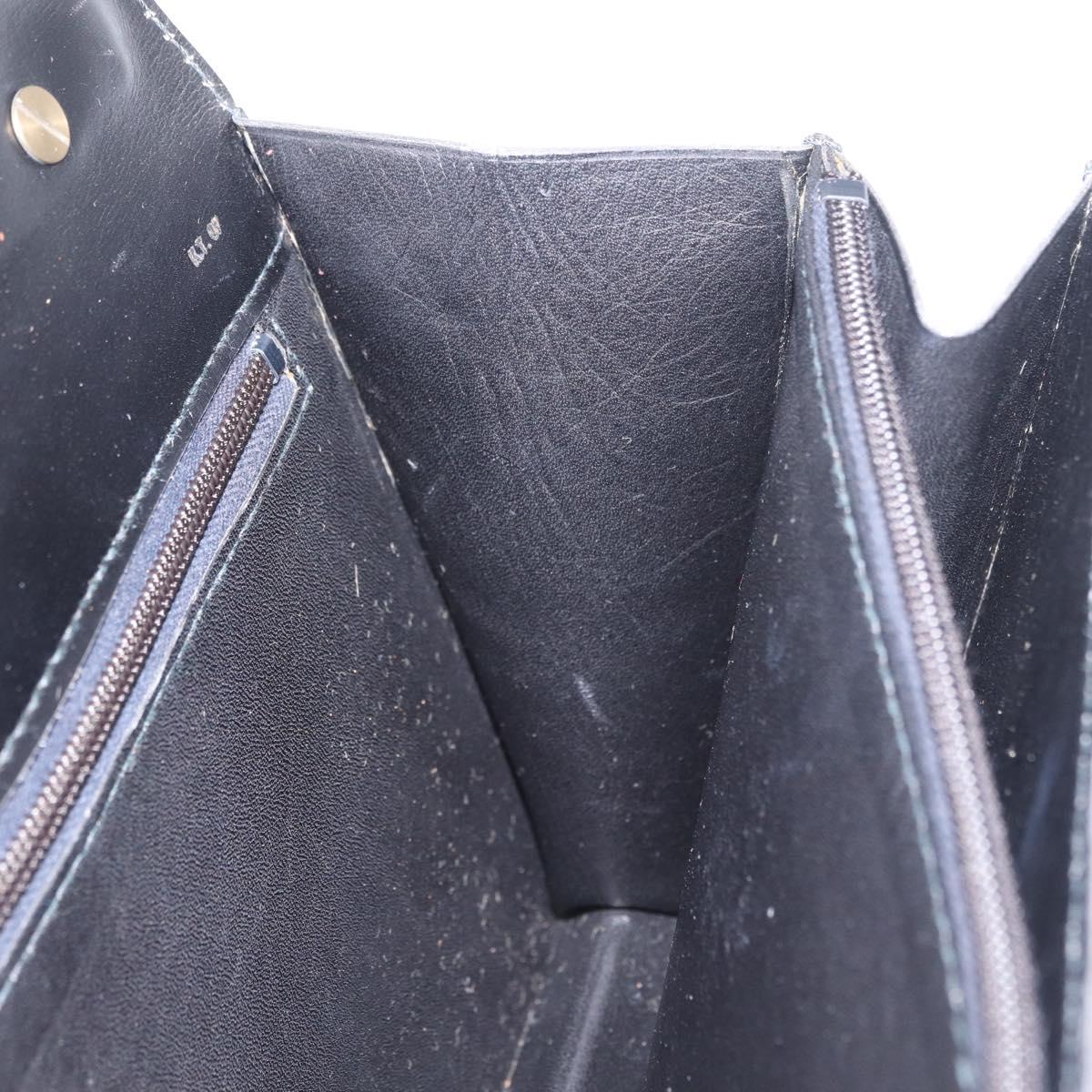 CELINE Hand Bag Leather Black Gold Auth ka7008