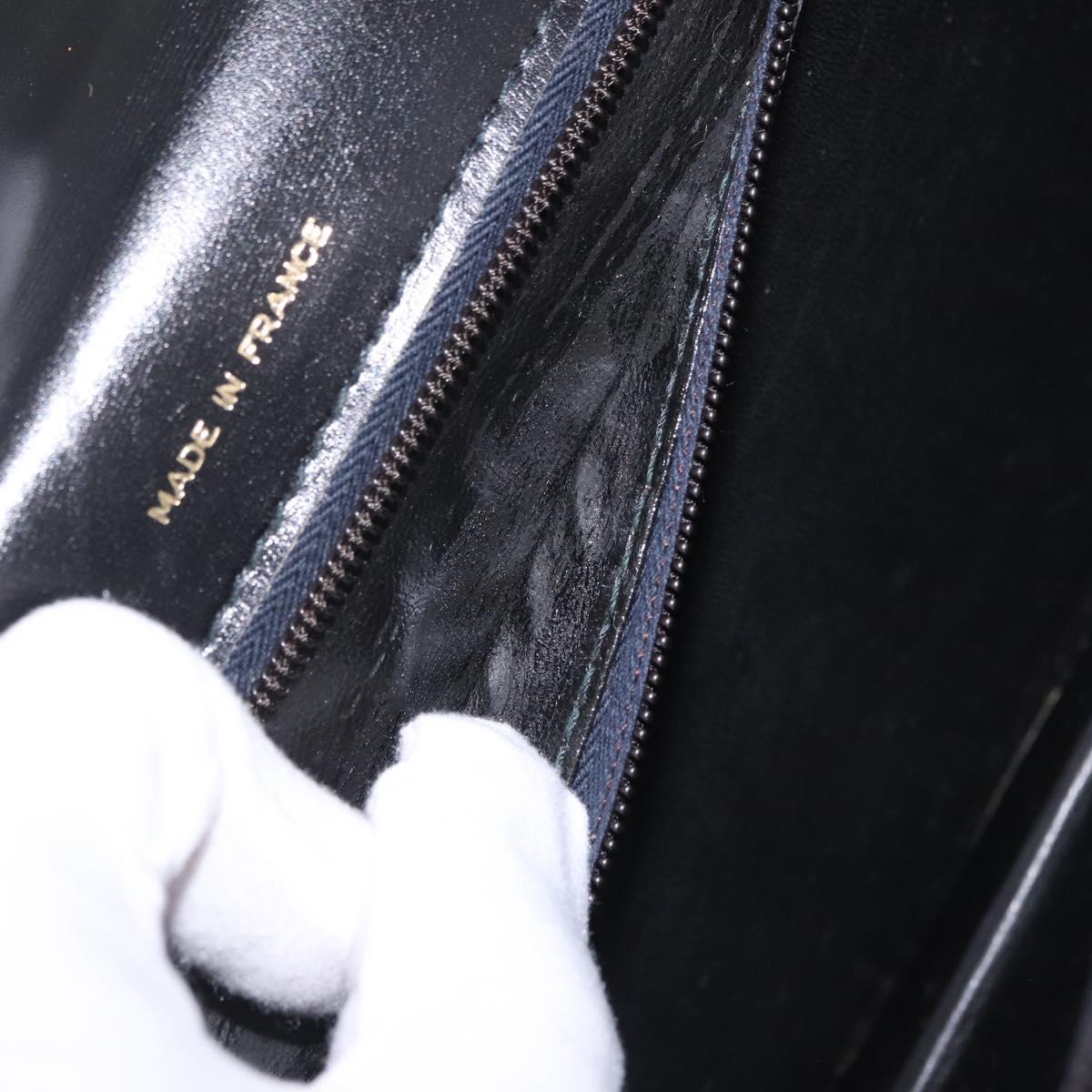 CELINE Hand Bag Leather Black Gold Auth ka7008