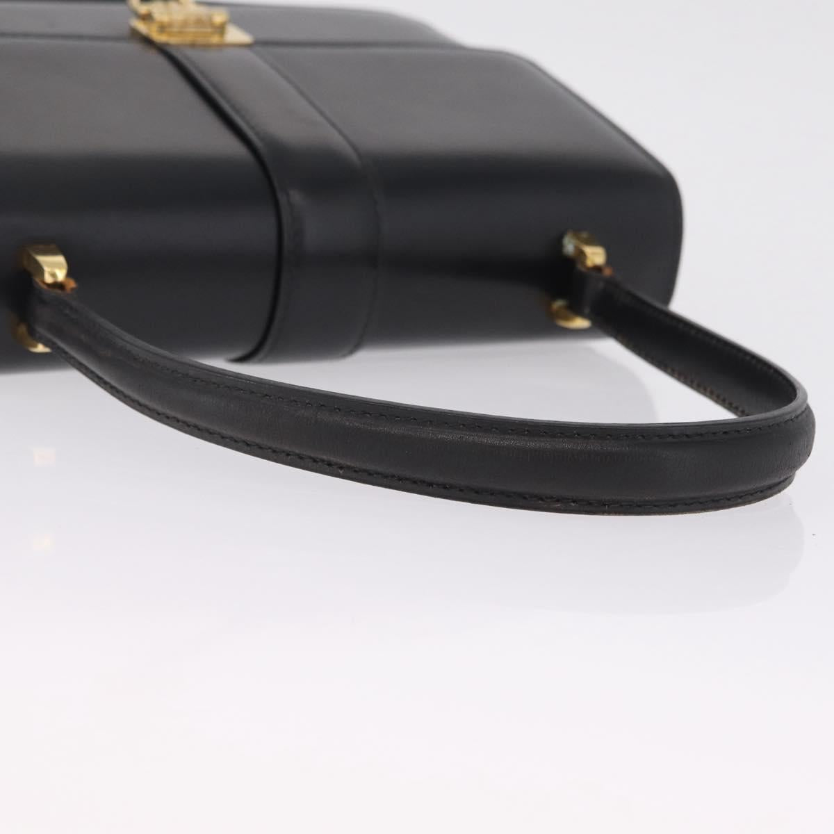 CELINE Hand Bag Leather Black Gold Auth ka7008