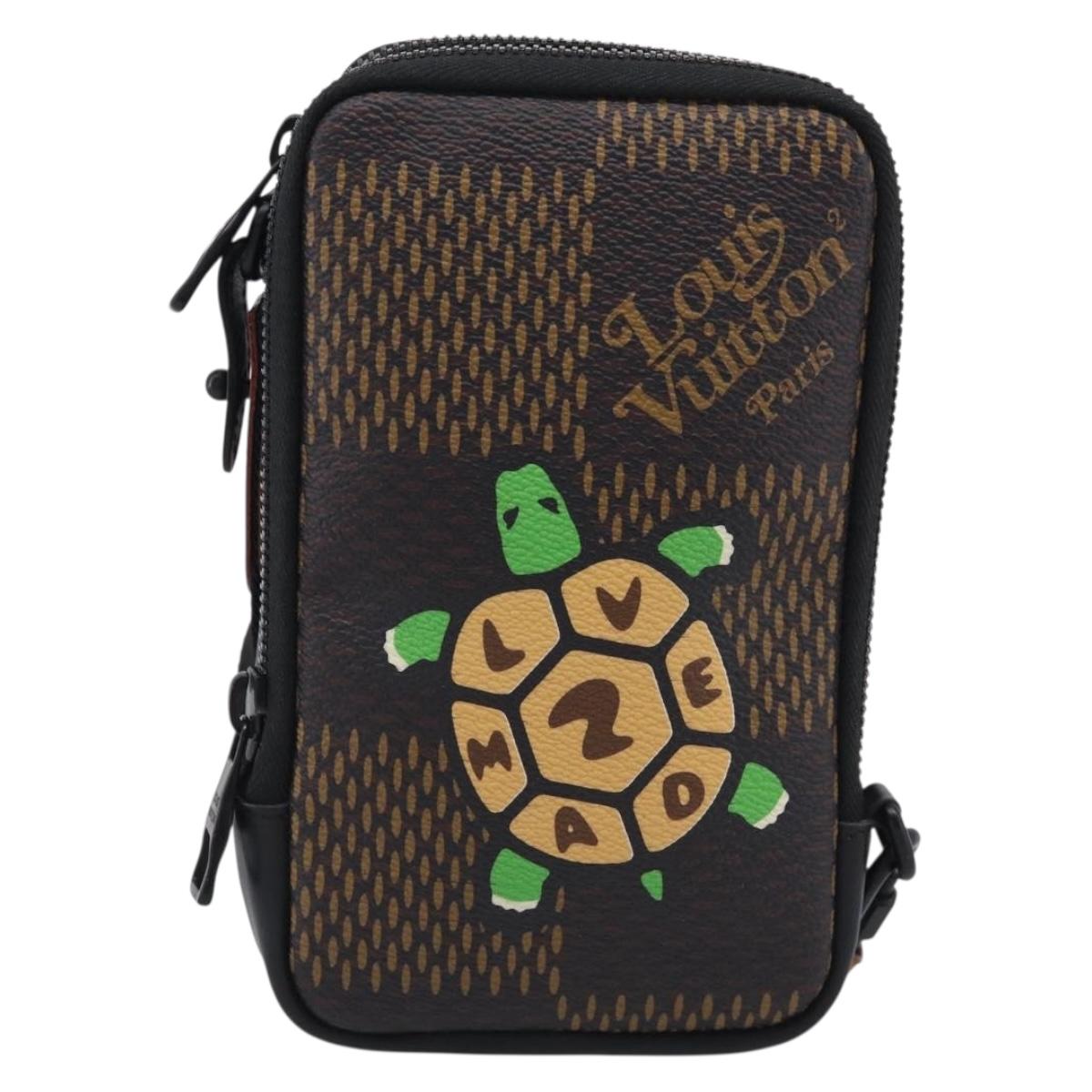 LOUIS VUITTON Ebene Giant LV × NIGO Double Phone Pouch N40377 LV Auth ka7010SAM