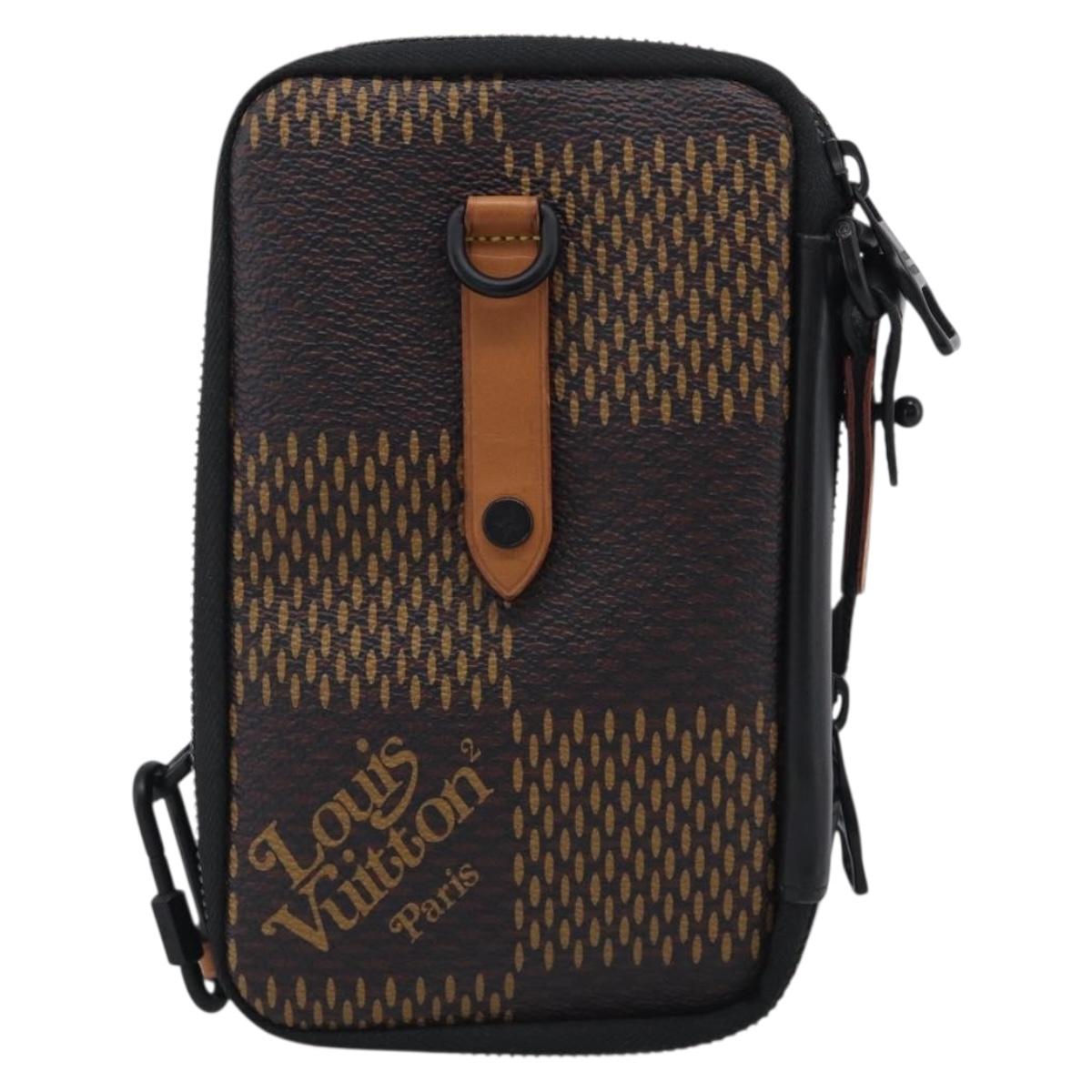 LOUIS VUITTON Ebene Giant LV × NIGO Double Phone Pouch N40377 LV Auth ka7010SAM