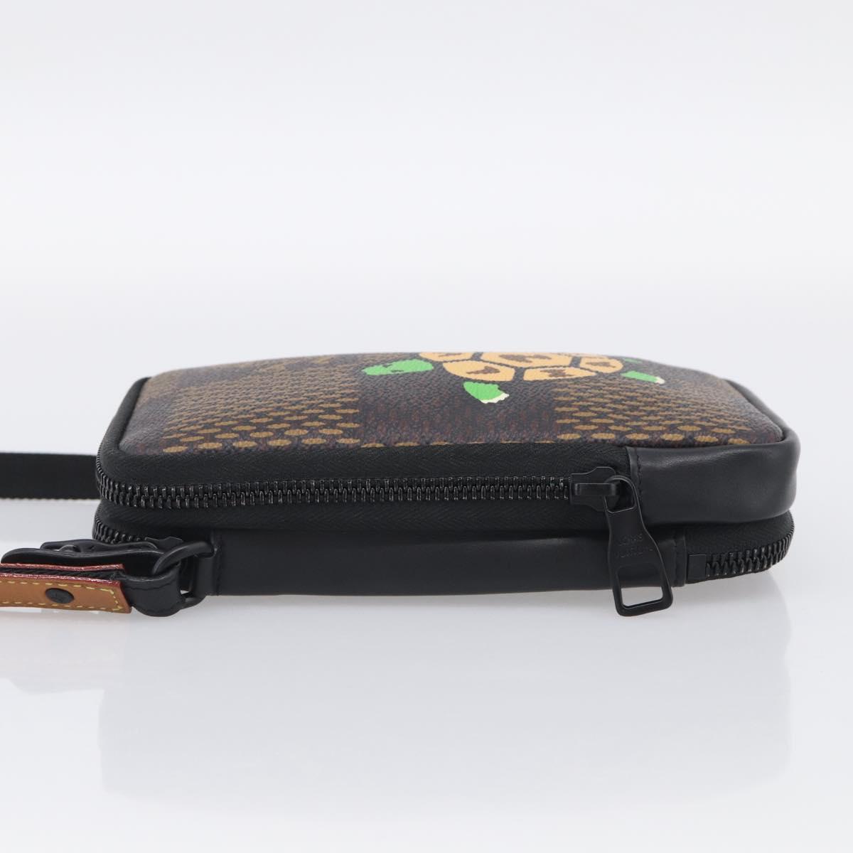 LOUIS VUITTON Ebene Giant LV × NIGO Double Phone Pouch N40377 LV Auth ka7010SAM