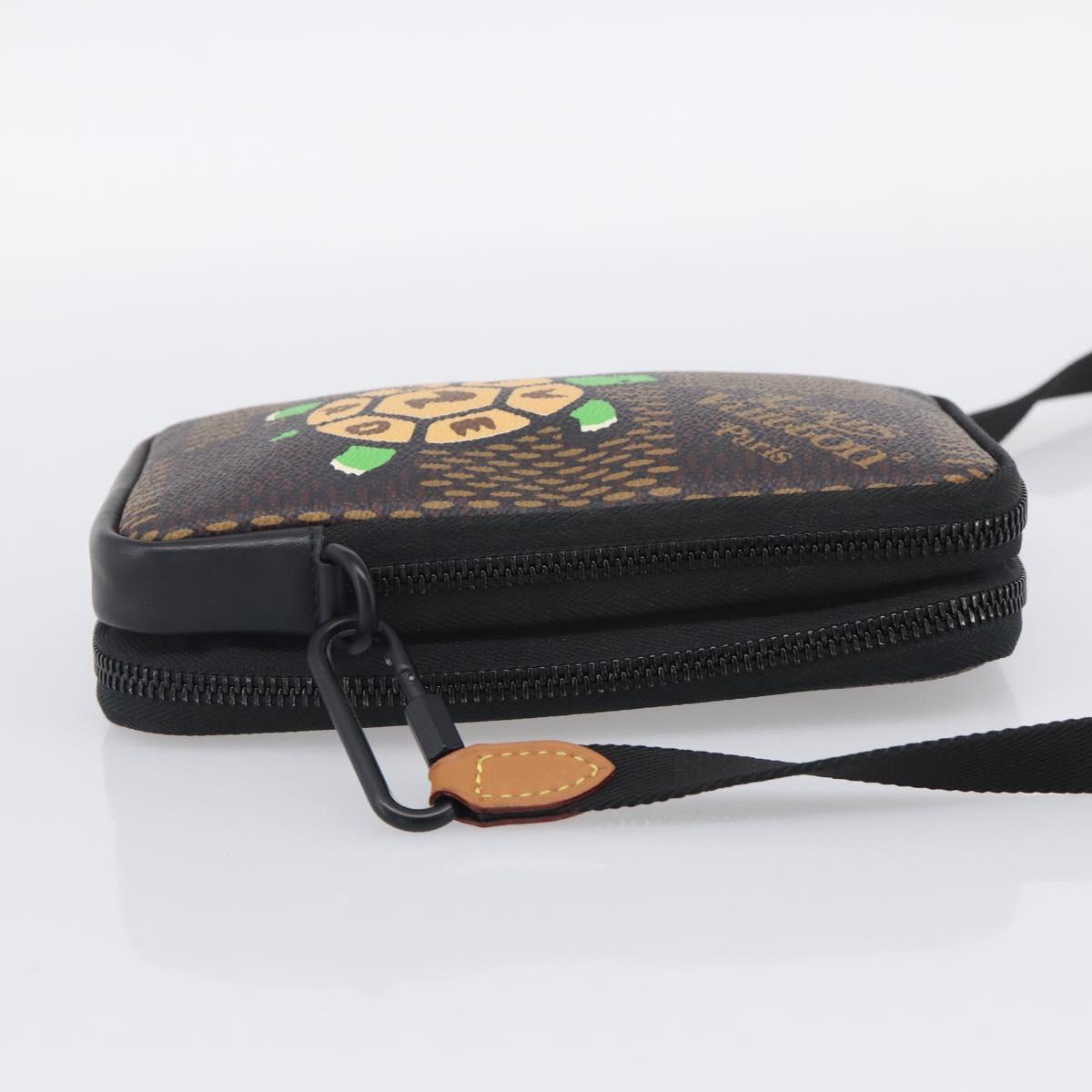 LOUIS VUITTON Ebene Giant LV × NIGO Double Phone Pouch N40377 LV Auth ka7010SAM