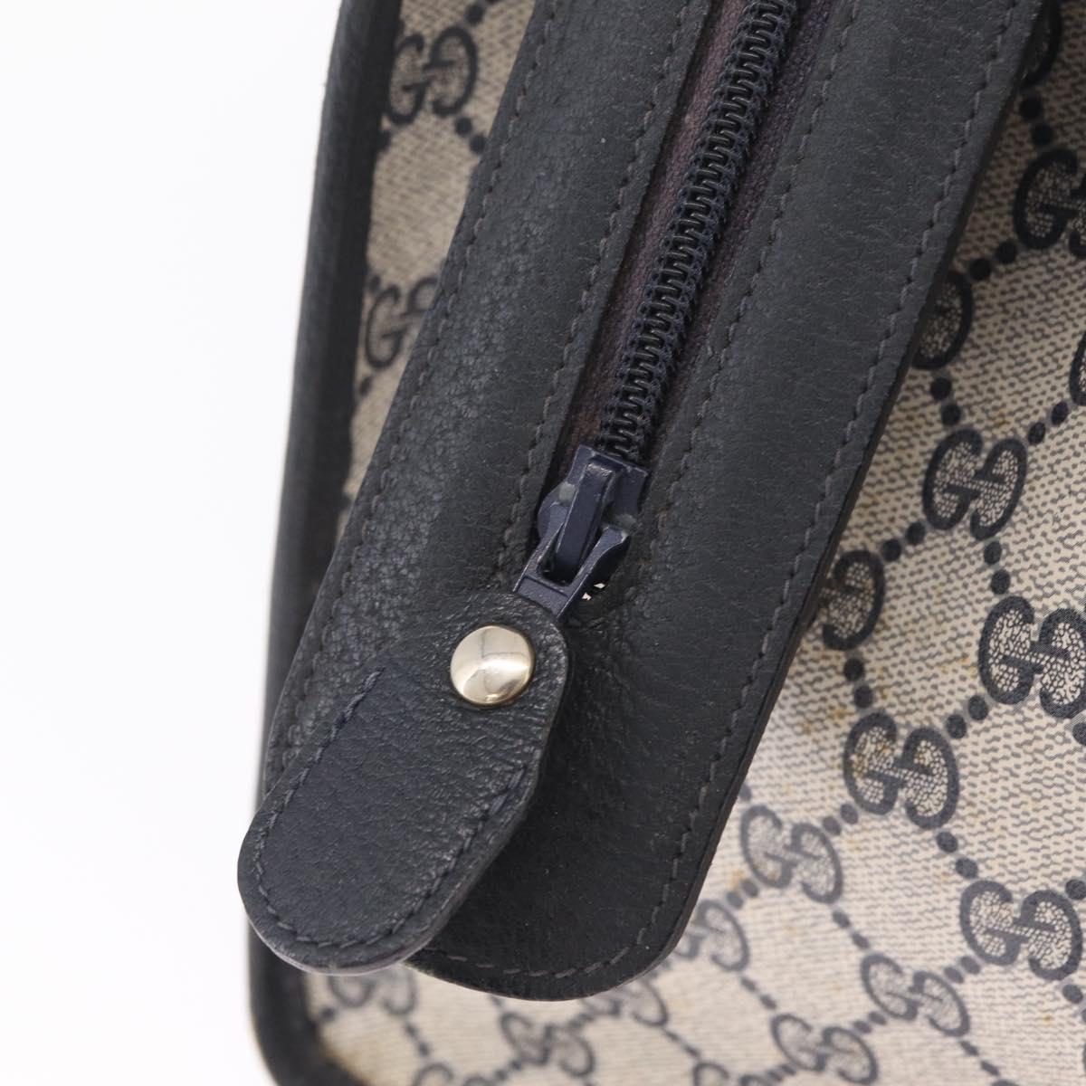 GUCCI GG Supreme Sherry Line Hand Bag PVC Navy Gold Auth ka7011