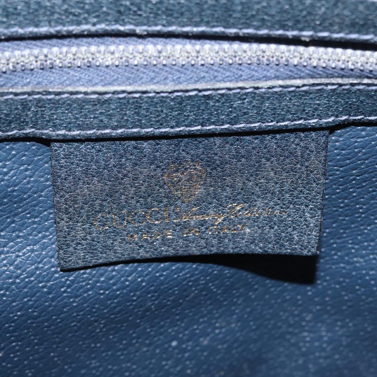 GUCCI GG Supreme Sherry Line Hand Bag PVC Navy Gold Auth ka7011