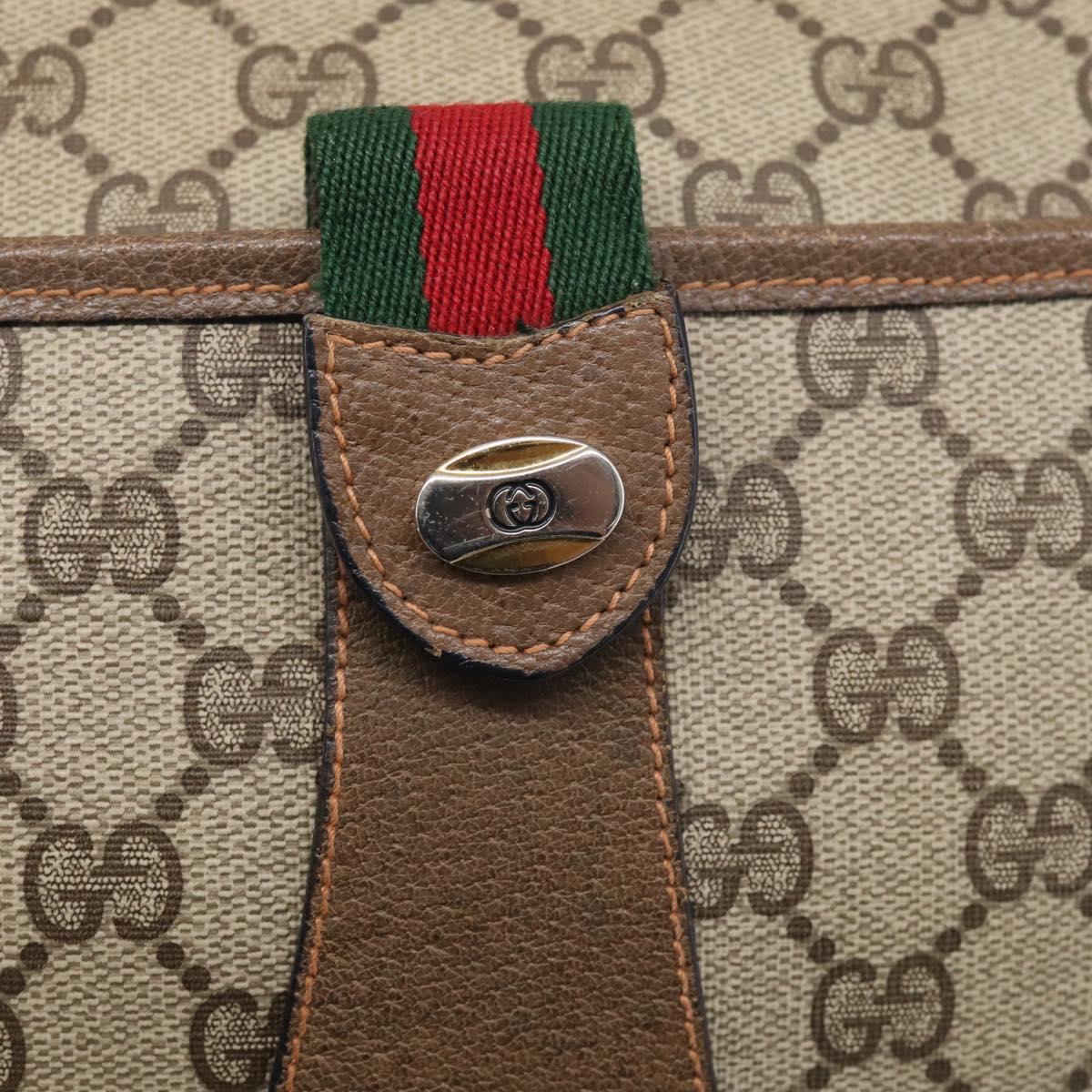 GUCCI GG Supreme Web Sherry Line Bag PVC Beige Gold 89 02 032 Auth ka7012