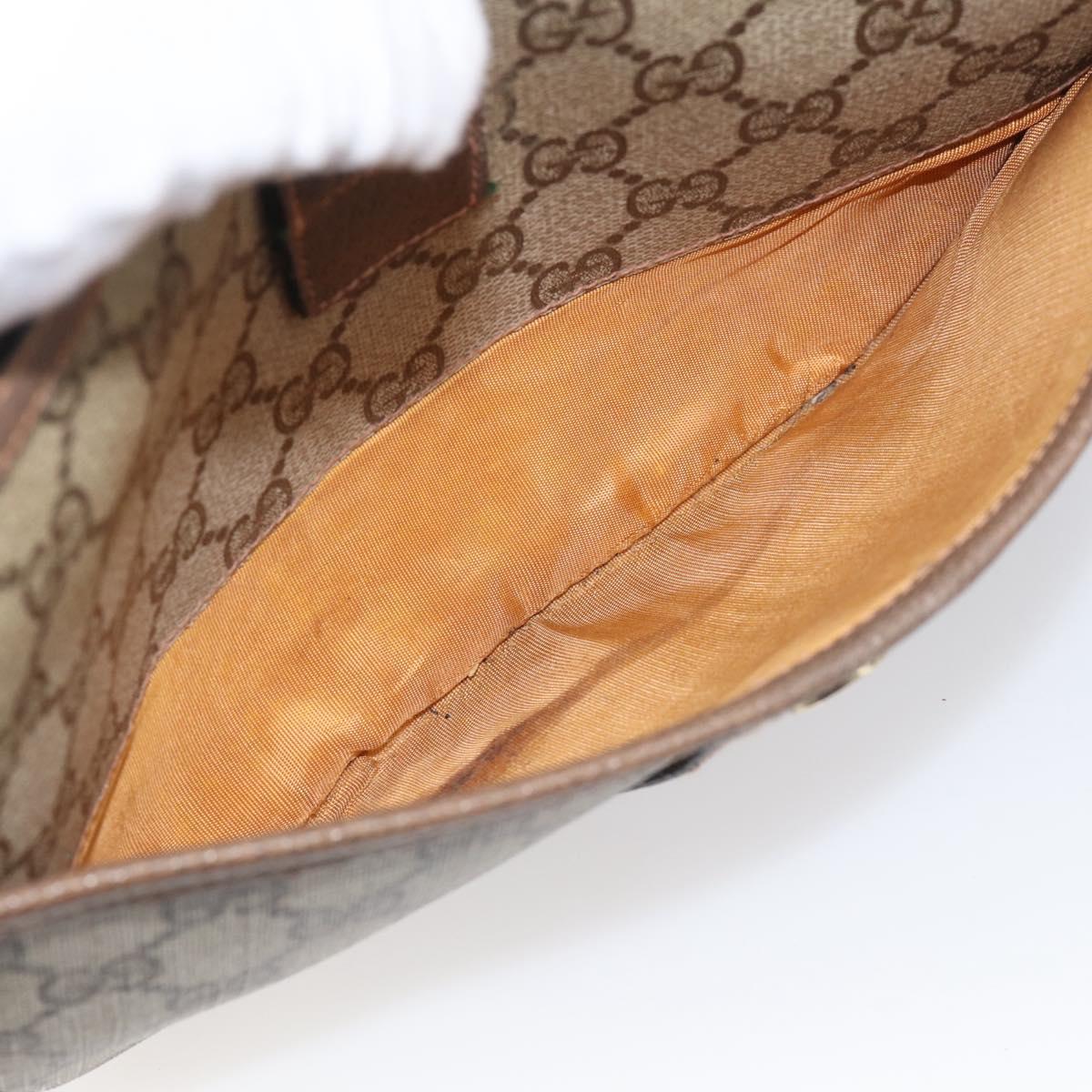GUCCI GG Supreme Web Sherry Line Bag PVC Beige Gold 89 02 032 Auth ka7012
